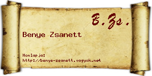 Benye Zsanett névjegykártya